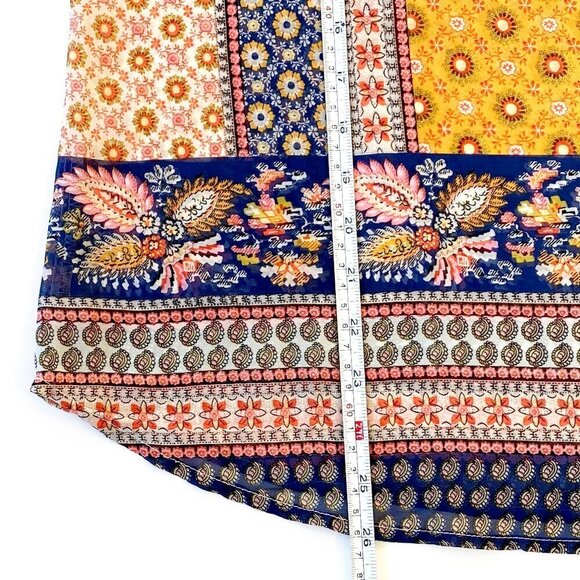 Fig & Flower Blouse Top Boho Relaxed Fit Chiffon Lace Floral Kimono Flowy - Picture 10 of 10